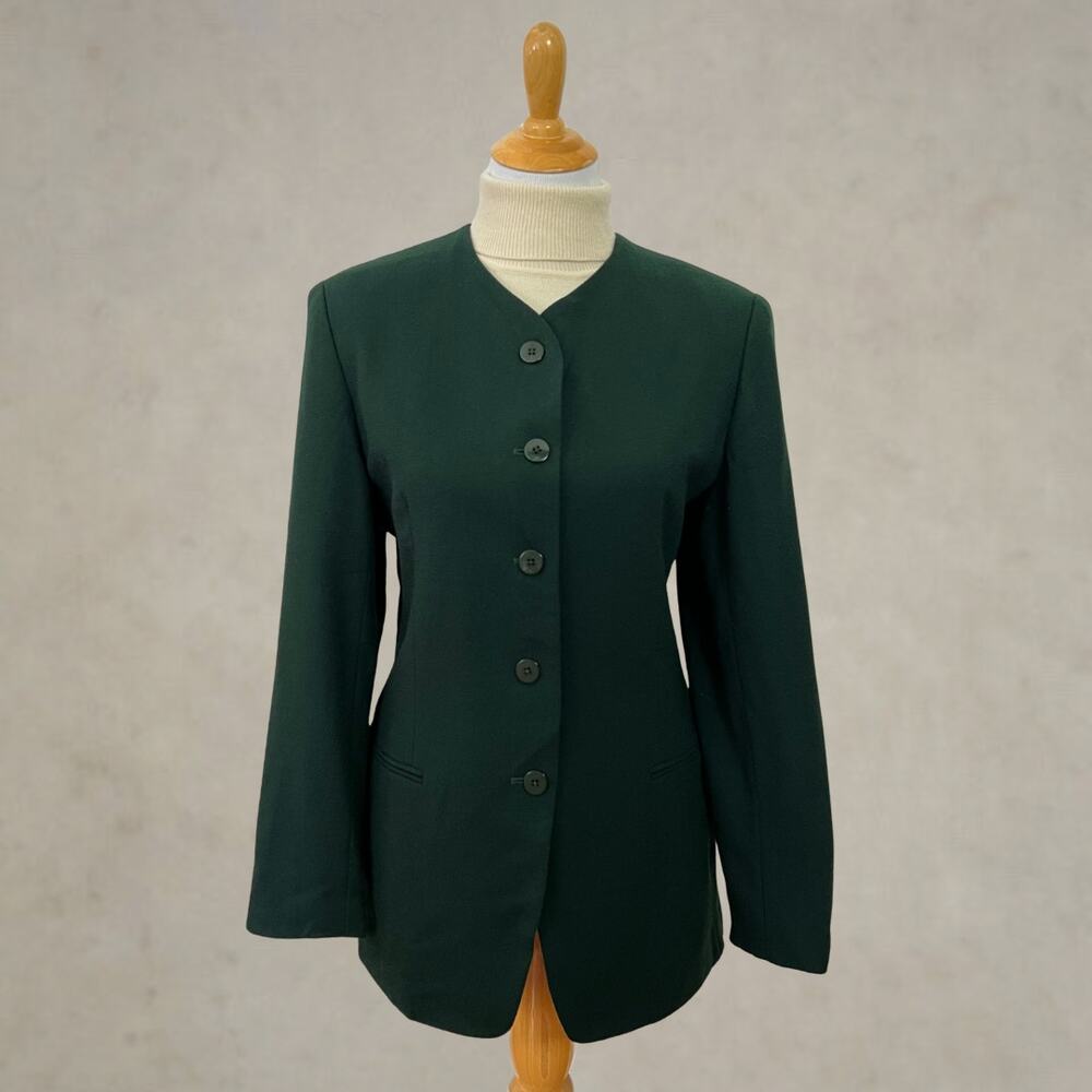 Vintage 90s Talbots Green Wool Blazer Made in USA Tailored Jacket 12
